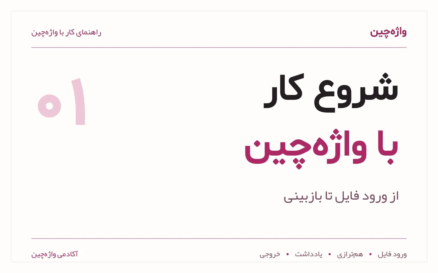 طرح نوشتاری راهنمای شروع کار با واژهچین، از ورود فایل و همترازی تا یادداشت و خروجی